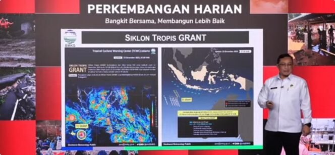 
					Direktur Meteorologi Publik Badan Meteorologi, Klimatologi, dan Geofisika (BMKG), Andri Ramdhani dalam pemaparan perkembangan cuaca nasional bersama BNPB. (Foto: Pasha Yudha Ernowo Igid/Infopublik/Youtube BNPB)

