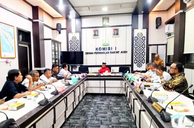 
					Pengurus Serikat Media Siber Indonesia (SMSI) Aceh melakukan audiensi dengan Komisi I Dewan Perwakilan Rakyat Aceh (DPRA) di Gedung DPR Aceh, Banda Aceh, Senin (26/1/2026).
