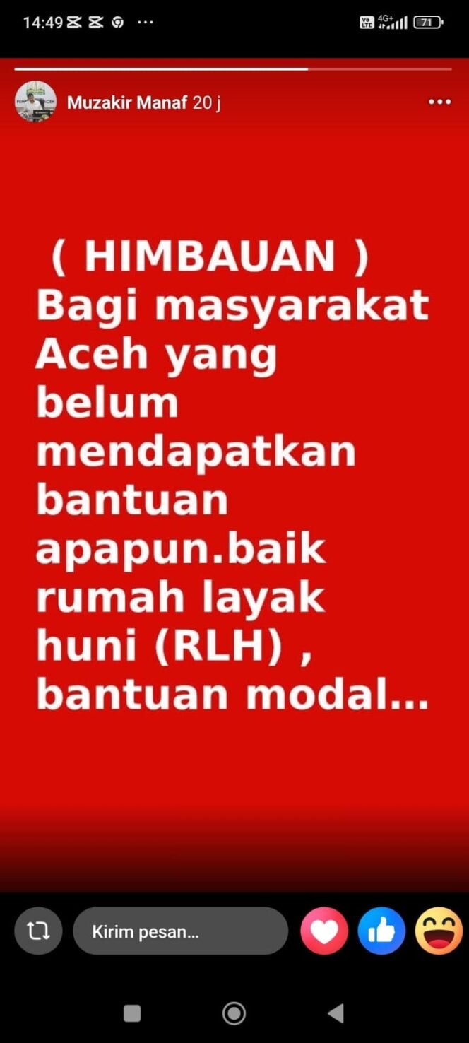 
					Waspada Akun Facebook Palsu Catut Nama Mualem, Jangan Percaya Tawaran Bantuan Lewat Medsos