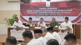 Wakil Gubernur Aceh Fadhlullah, SE, didampingi Sekretaris Daerah Aceh M Nasir, memimpin rapat terkait penanganan inflasi, peringatan Malam Nuzulul Qur’an dan Festival Ramadhan 1447 H, di ruang potensi daerah Setda Aceh, Rabu (6/3/2026).