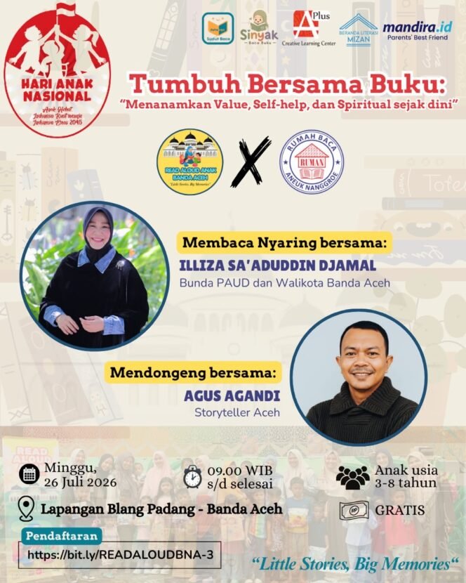 
					Read Aloud Anak Banda Aceh dan RUMAN Aceh Meriahkan HAN 2026 di Blang Padang